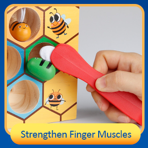 KIBTOY™  Montessori Wooden Clamp Bee to Hive Game view 2