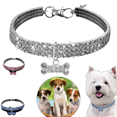 Gorgeous Rhineston Dog Collar Crystal Bling Collars Kibtoy view 2
