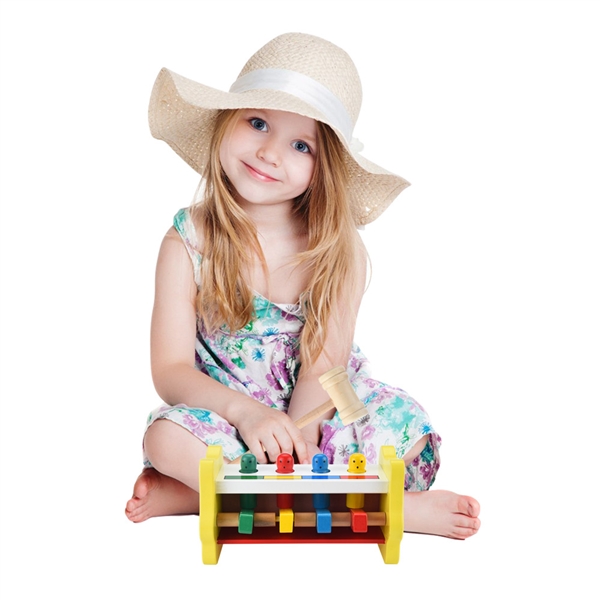 Wooden Pounding Bench Hammering Toys with Mallet Strike Game Educative Toddler view 2