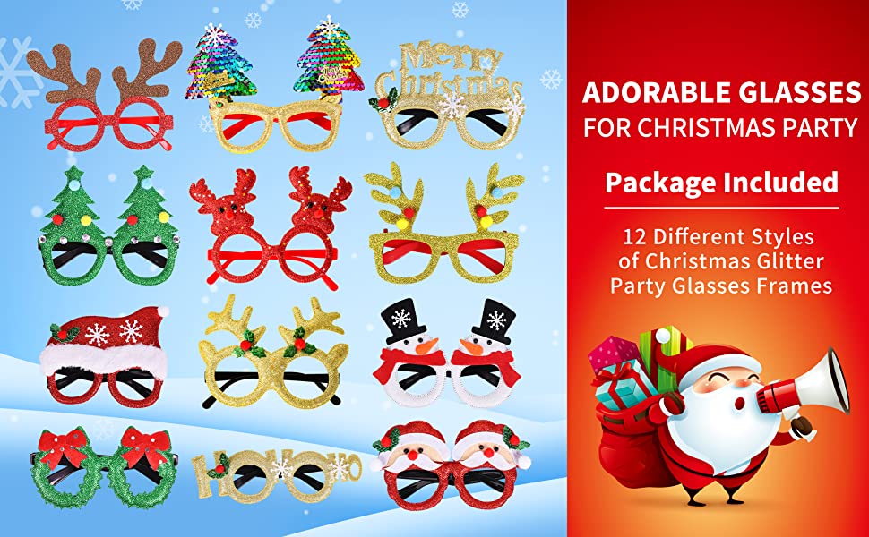 Kibtoy Glitter party glasses for christmas
