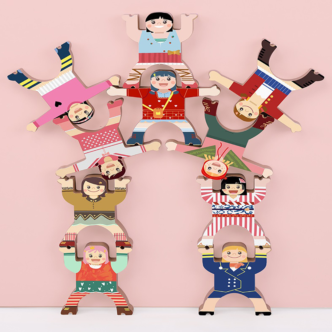 Kibtoy Strongman Wooden Stacking Toys