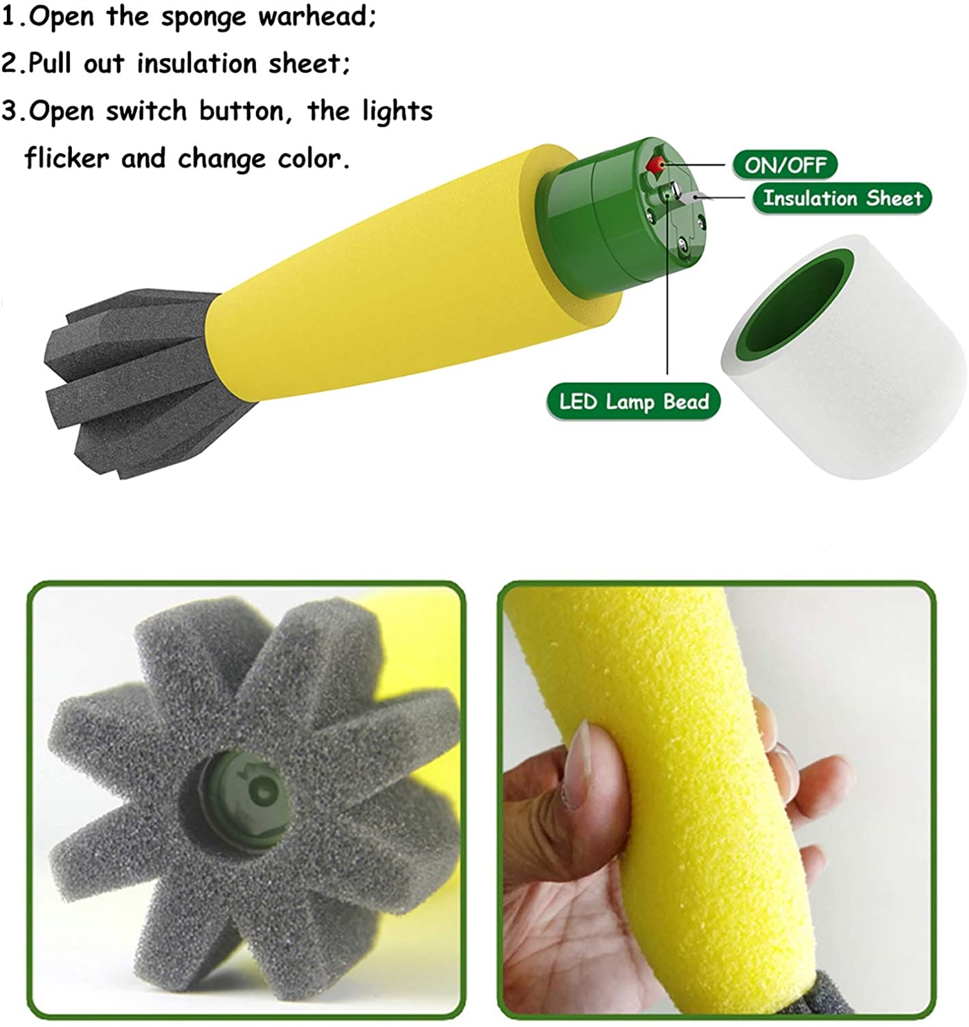 The bullet of the mortar toy is made of soft spongy foam material. The bullet of the mortar toy is made of soft spongy foam material.