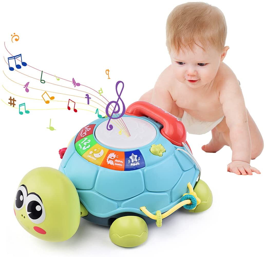Kibtoy Baby Crawler Musical Turtle, teaching tool for toddlers