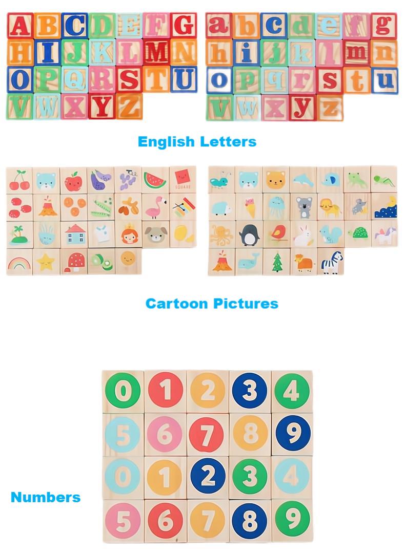 Kibtoy Wooden Learning Block Set 