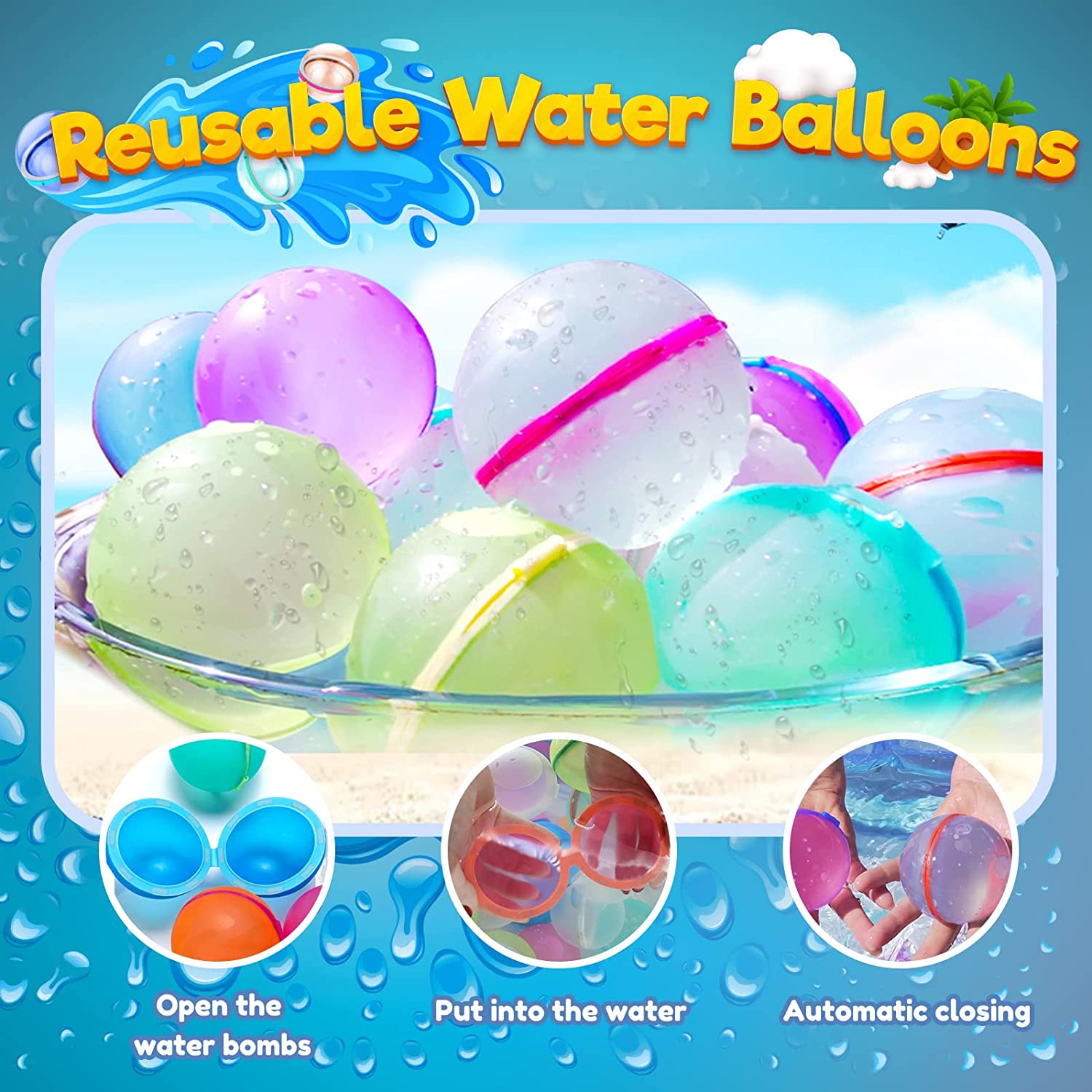 Kibtoy Self-sealing water ballons, silicone water toys, safe and fun Kibtoy Self-sealing water ballons, silicone water toys, safe and fun
