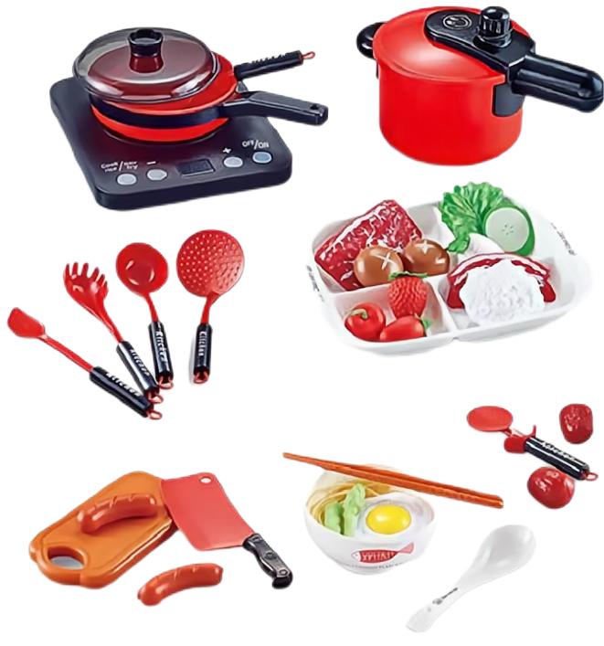 Kibtoy Kids Kitchen Playset, jumbo toy set for pretend play, teaching life skills