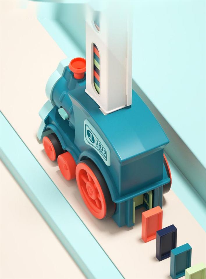 Kibtoy Domino Train Set toy, place domino pieces automatically, keep balance Kibtoy Domino Train Set toy, place domino pieces automatically, keep balance