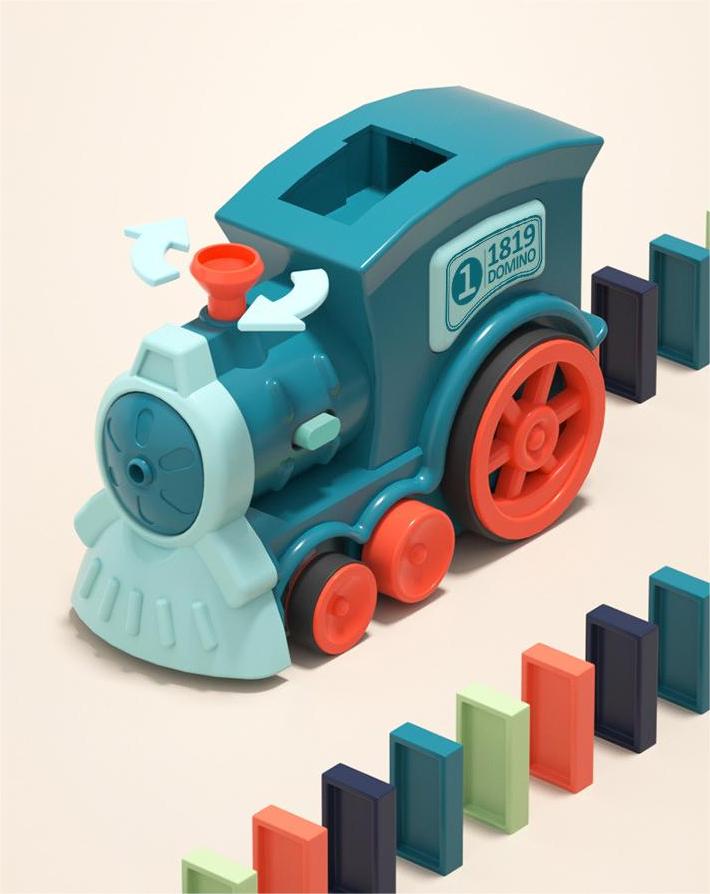Kibtoy Domino Train Set toy, place domino pieces automatically, keep balance Kibtoy Domino Train Set toy, place domino pieces automatically, keep balance
