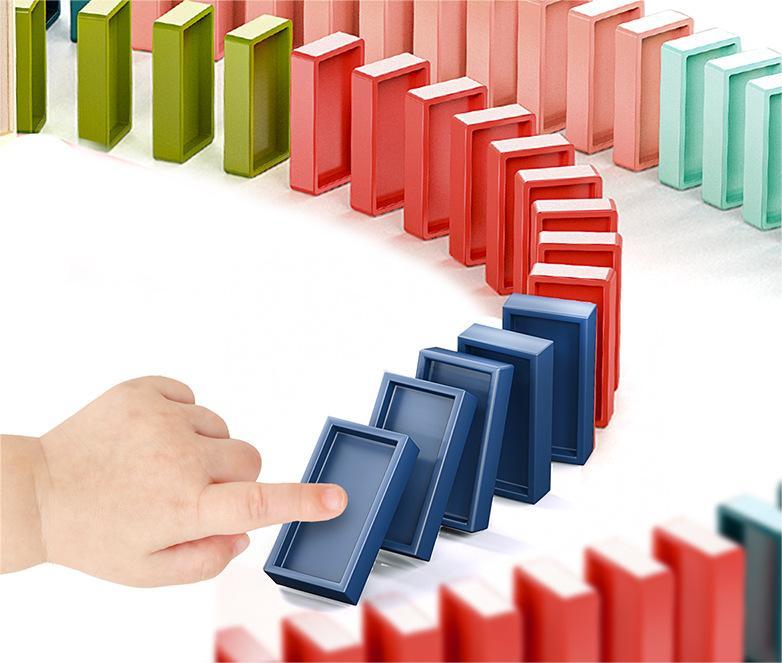 Kibtoy Domino Train Set toy, place domino pieces automatically, keep balance