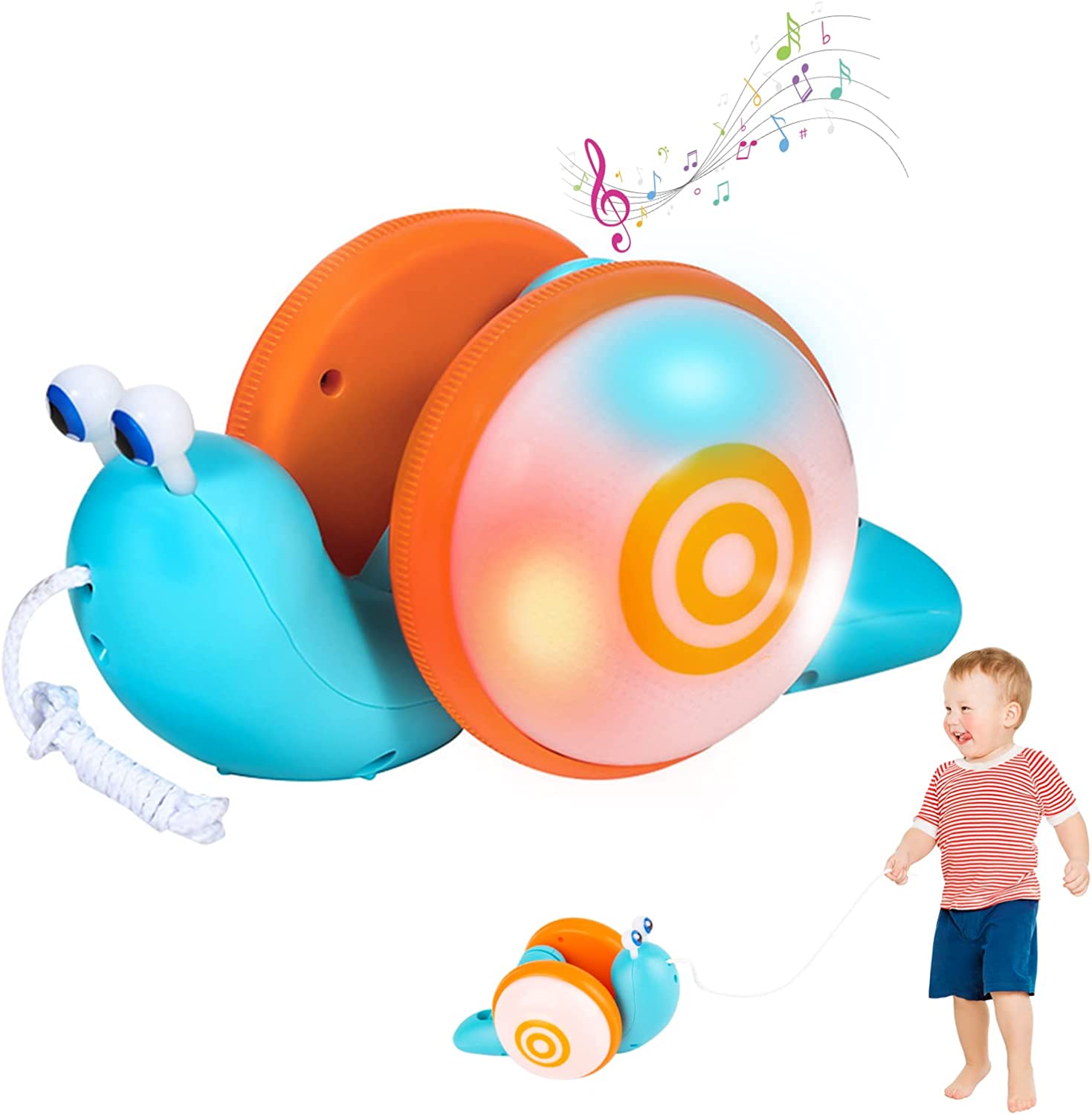 Kibtoy Pull Along snail, walking toy, toddler toy, cute and friendly Kibtoy Pull Along snail, walking toy, toddler toy, cute and friendly