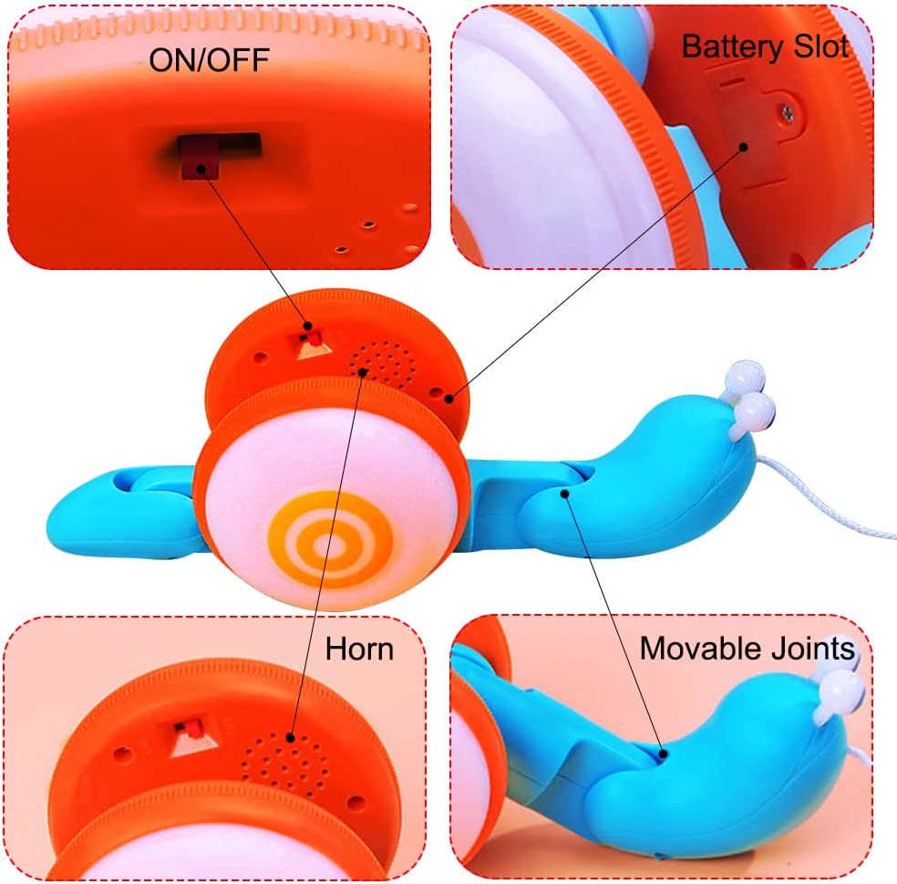 Kibtoy Pull Along snail, walking toy, toddler toy, cute and friendly Kibtoy Pull Along snail, walking toy, toddler toy, cute and friendly