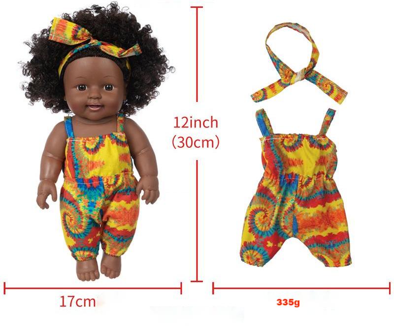 measurements and accessories of Kibtoy black baby doll