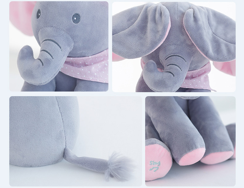 kibtoy Peek-a-boo elephant plush toy ears will flap open and close kibtoy Peek-a-boo elephant plush toy ears will flap open and close