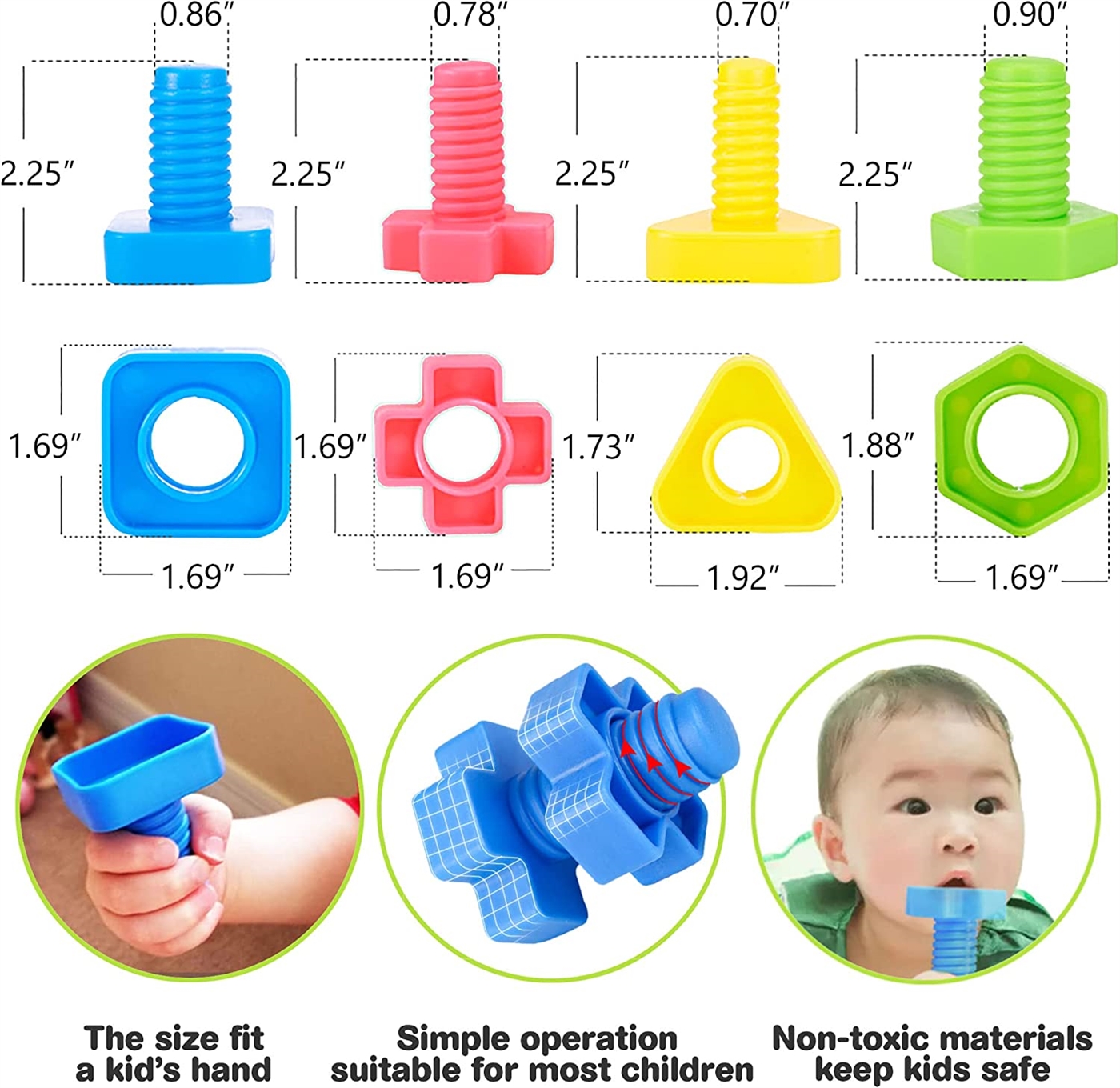 Kibtoy Jumbo Nuts and Bolts Montessori toy fun and educational