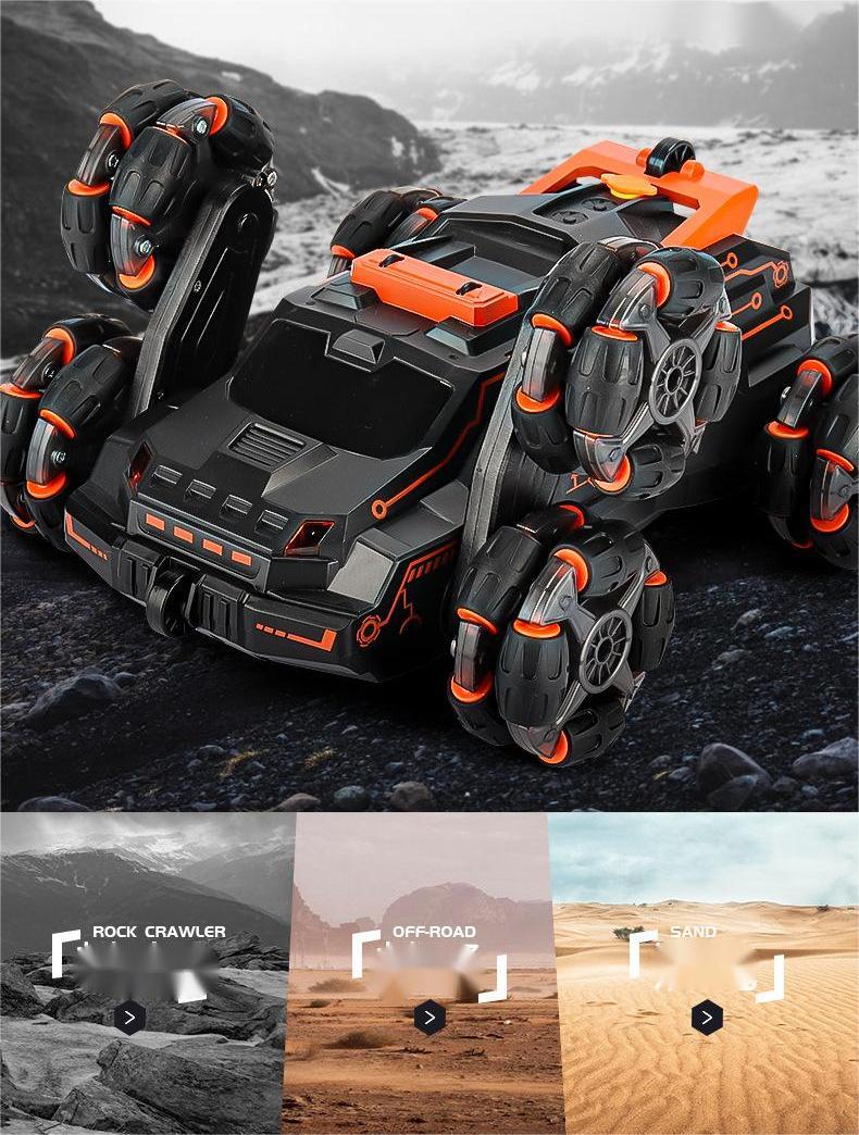 Kibtoy RC 6-wheel stunt car, dual remote control 