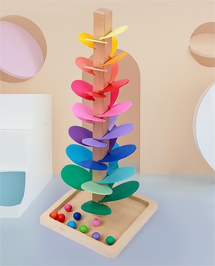 Kibtoy Wooden Musical Tree, Marble ball track sound