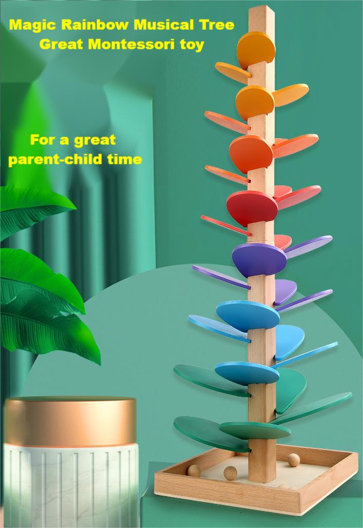 Kibtoy Wooden Musical Tree, Marble ball track sound Kibtoy Wooden Musical Tree, Marble ball track sound