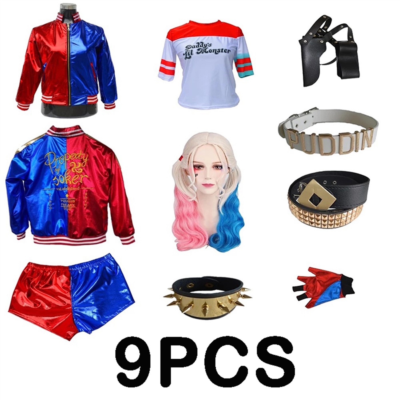Harley Quinn sexy cosplay costumes 9pcs set Harley Quinn sexy cosplay costumes 9pcs set