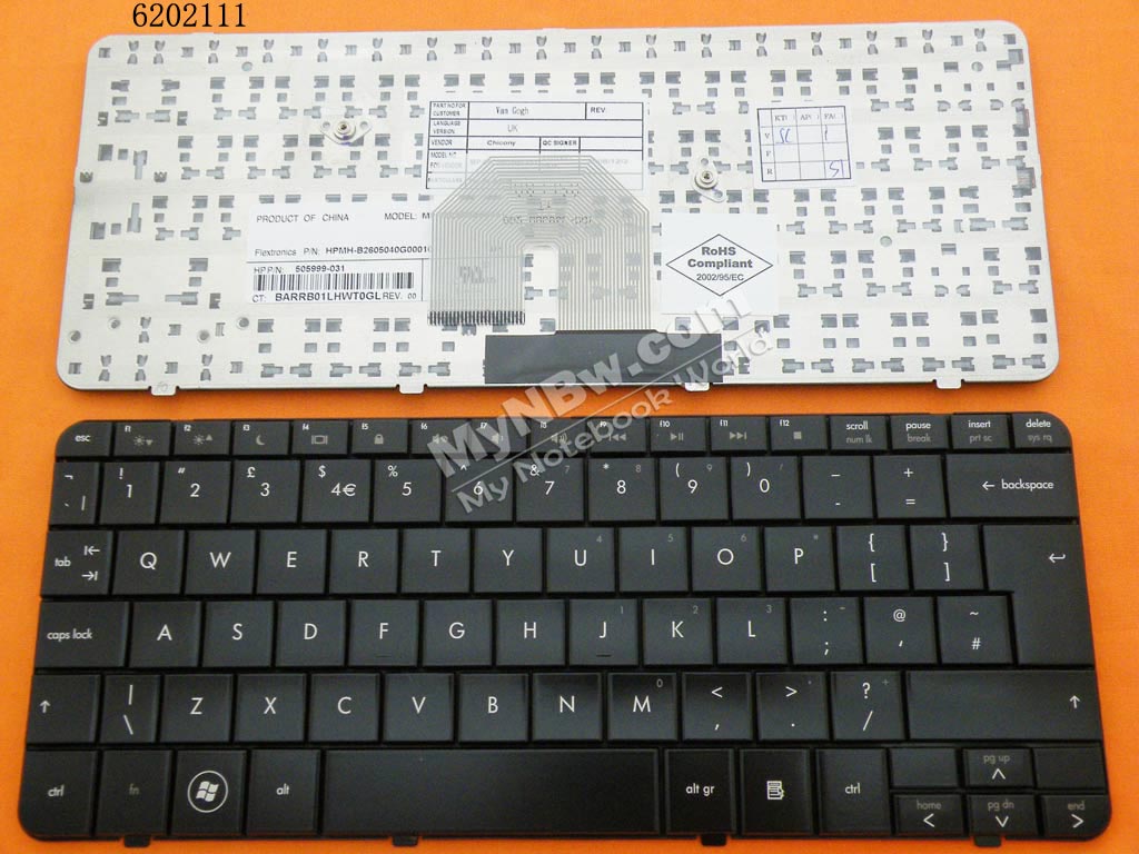 Picture of New Replacement Laptop Keyboard For HP DV2-1000 GLOSSY Uk Layout