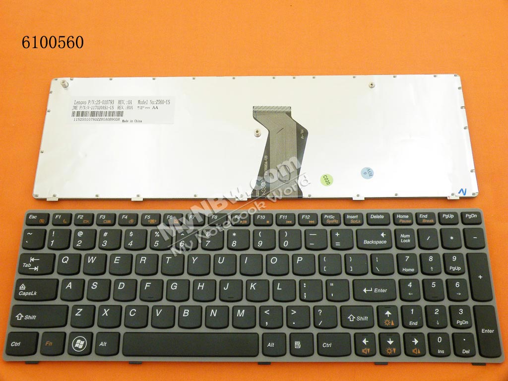 Picture of New Replacement Laptop Keyboard For LENOVO Ideapad Z560 Z560A Z565A G570 GRAY FRAME BLACK US Layout