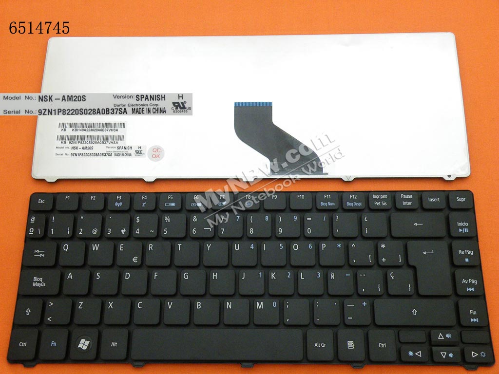 Picture of New Replacement Laptop Keyboard For ACER Aspire 4741G 4745; Emachine D640 BLACK(Compatible with 3810T) SP Layout