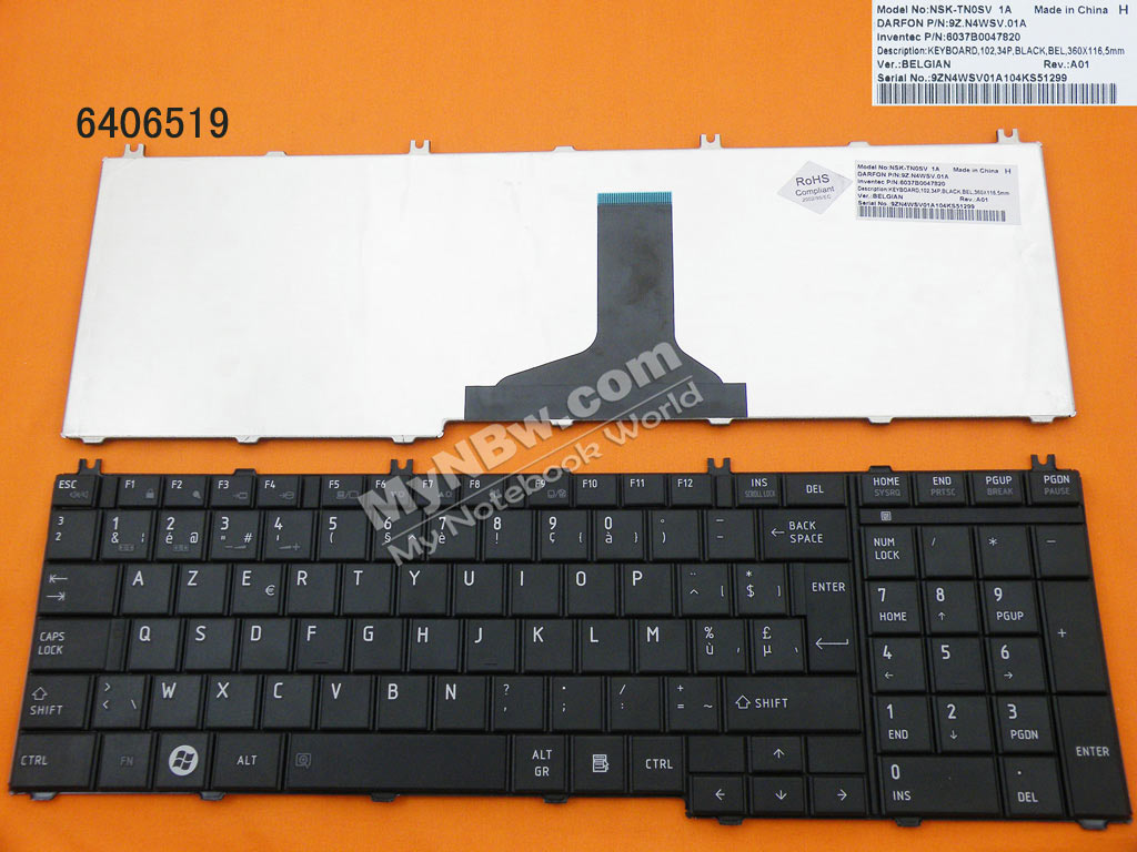 Picture of New Replacement Laptop Keyboard For TOSHIBA Satellite C650 L650 L670 BLACK BE Layout