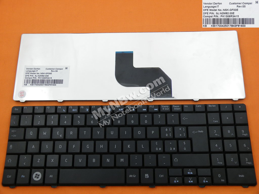 Picture of New Replacement Laptop Keyboard For ACER AS5516 AS5517/eMachines E625 BLACK(Version 1) IT Layout