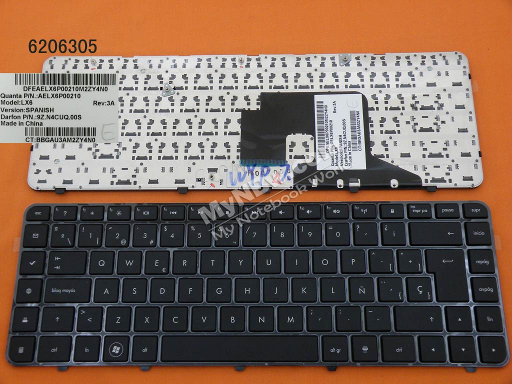 Picture of New Replacement Laptop Keyboard For HP Pavilion DV6-3000 BLACK FRAME BLACK SP Layout