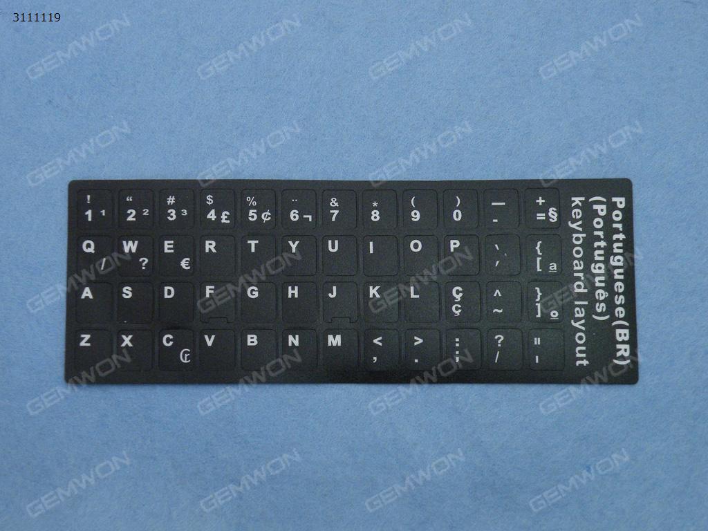 Picture of BR Keyboard Sticker,Black with White letter. Change keyboard language layout by stick lables on keyboard keys.