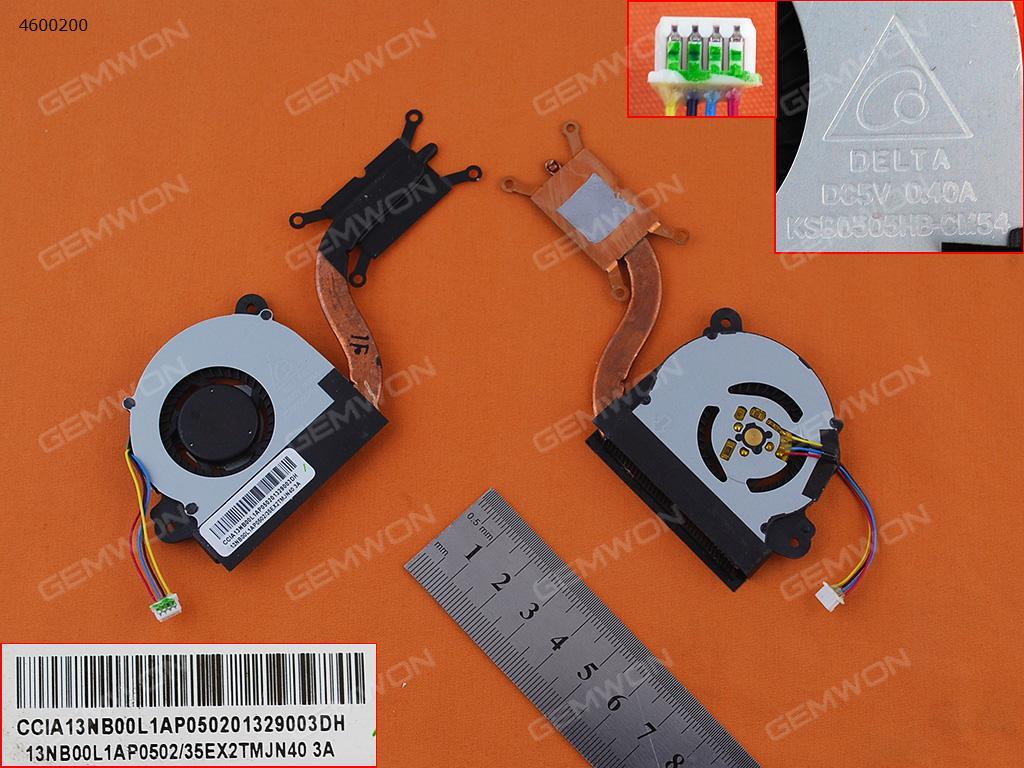 Picture of New Replacement CPU Cooling Fan For ASUS VivoBook S200E Q200E X201E F201E X202E X202EP With Heatsink EF50050S1-C170-S99   AB05105HX060B00 Layout