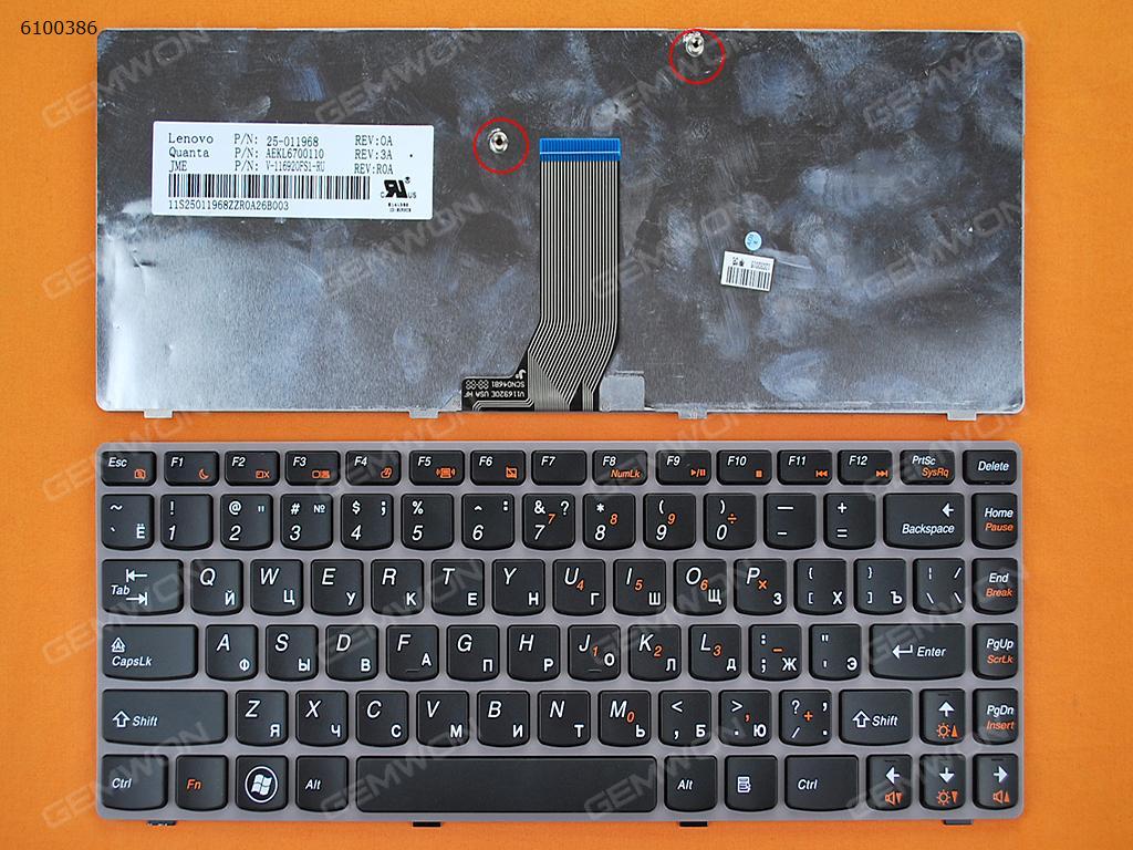 Picture of New Replacement Laptop Keyboard For LENOVO Z370 Z470 PINK FRAME BLACK RU Layout