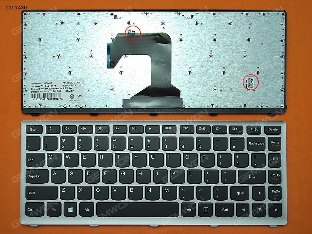 Picture of New Replacement Laptop Keyboard For LENOVO S400 SILVER FRAME BLACK(For Win8) US Layout