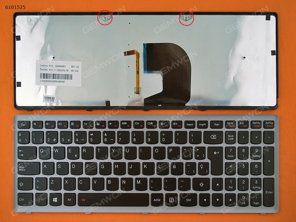 Picture of New Replacement Laptop Keyboard For LENOVO Z500 SILVER FRAME BLACK(Backlit,For Win8) SP Layout