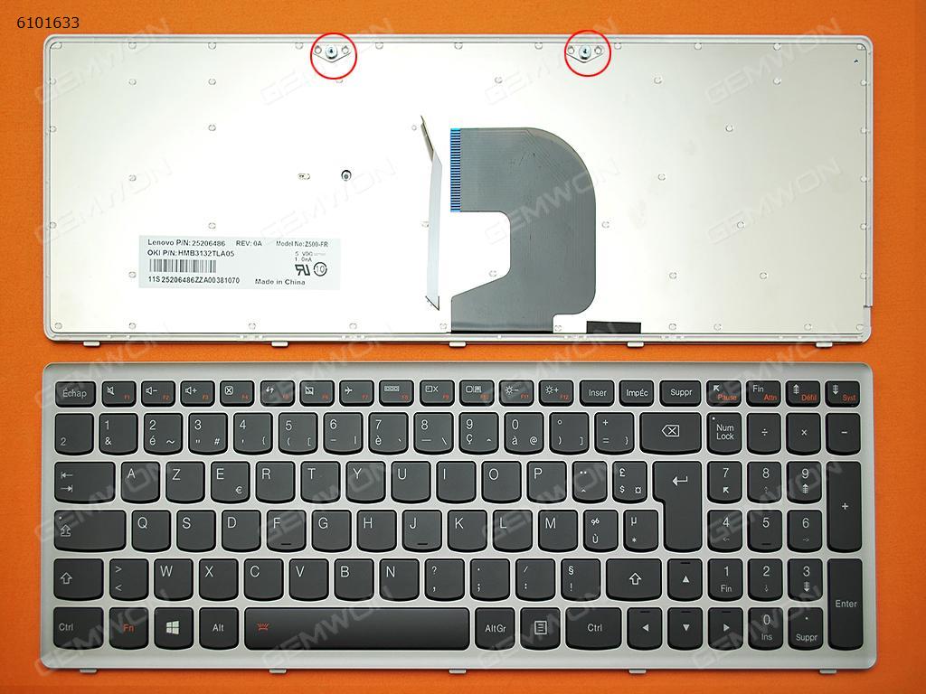 Picture of New Replacement Laptop Keyboard For LENOVO Z500 SILVER FRAME BLACK(Backlit,For Win8) FR Layout