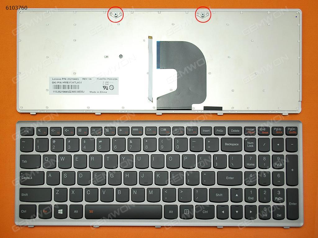Picture of New Replacement Laptop Keyboard For LENOVO Z500 SILVER FRAME BLACK(Backlit,Win8) US Layout