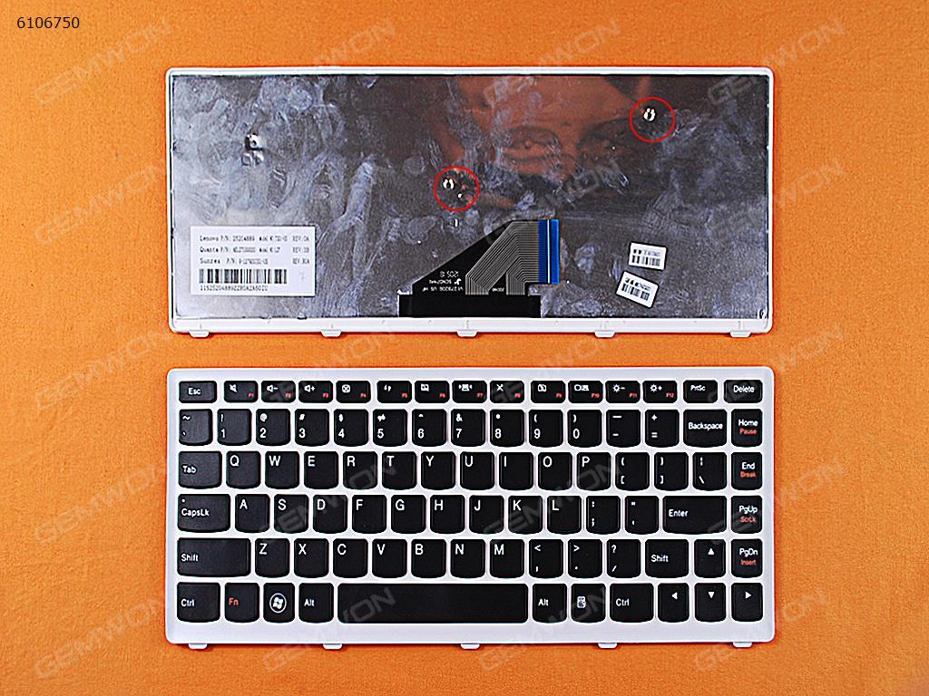 Picture of New Replacement Laptop Keyboard For LENOVO U310 WHITE FRAME BLACK US Layout