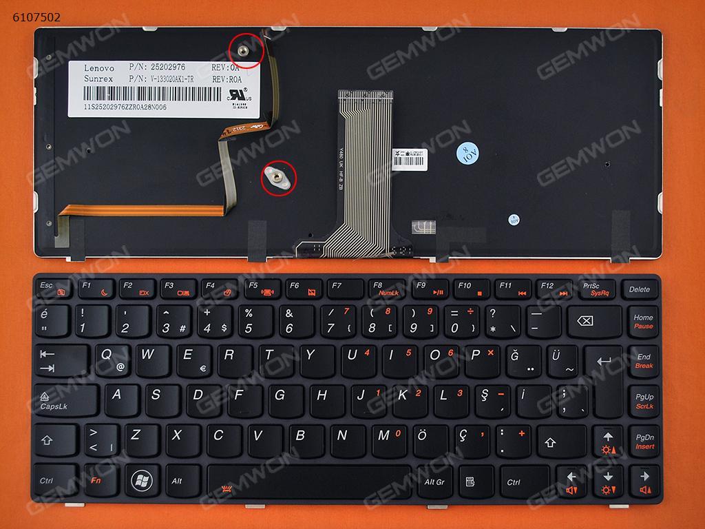 Picture of New Replacement Laptop Keyboard For LENOVO Y480 GRAY FRAME BLACK(Backlit) TR Layout