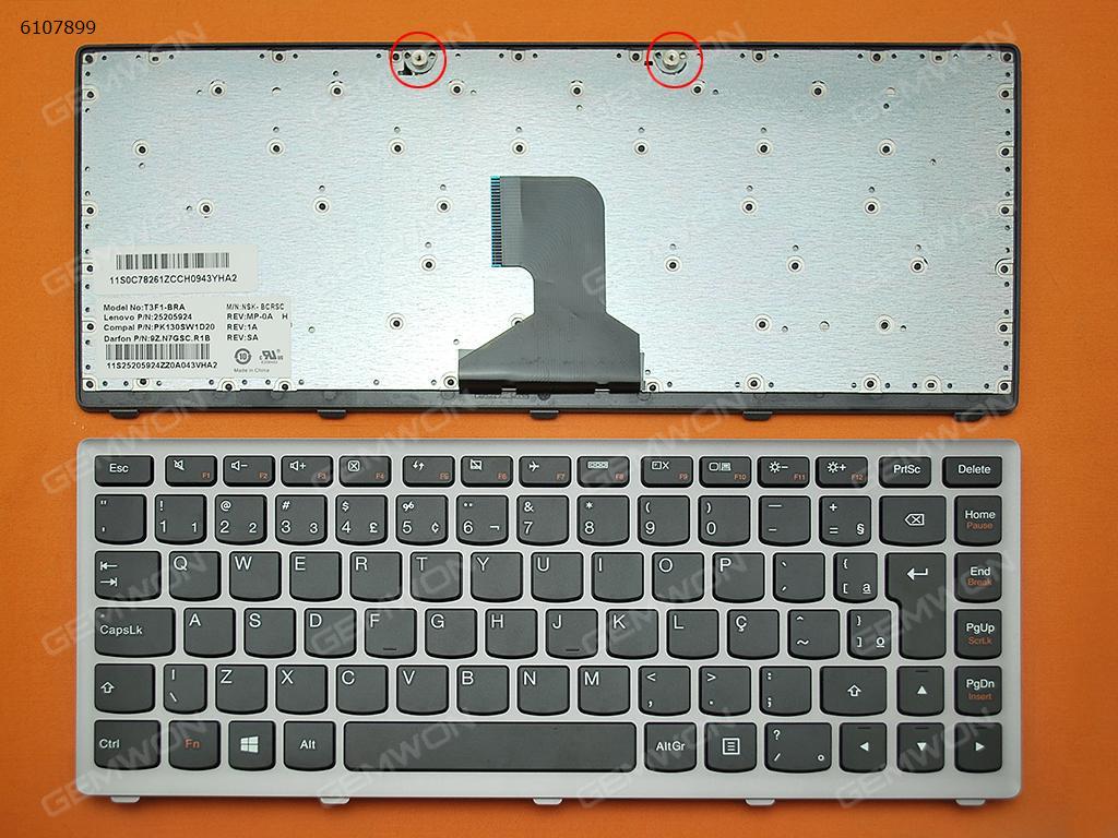 Picture of New Replacement Laptop Keyboard For LENOVO Z400 SILVER FRAME BLACK(For Win8) BR Layout