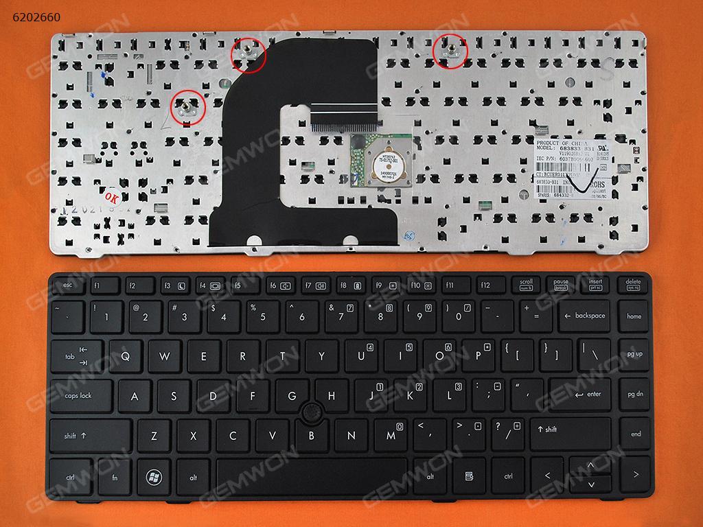 Picture of New Replacement Laptop Keyboard For HP EliteBook 8460P BLACK FRAME BLACK(With Piont Stick) US Layout