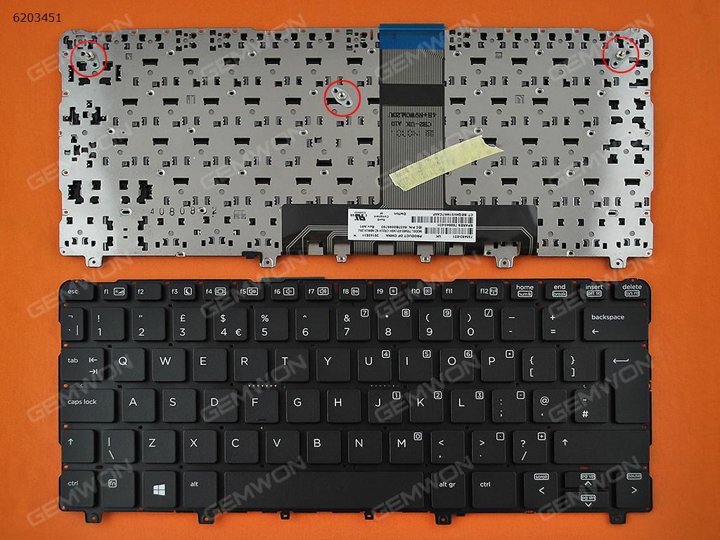 Picture of New Replacement Laptop Keyboard For HP Pro X2 612 G1 BLACK (Without FRAME,Without Foil,Win8) Uk Layout