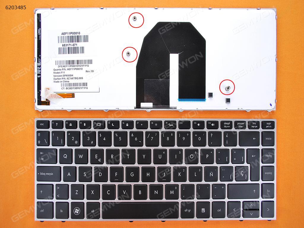 Picture of New Replacement Laptop Keyboard For HP Probook 5330 5330M SILVER FRAME BLACK Backlit SP Layout