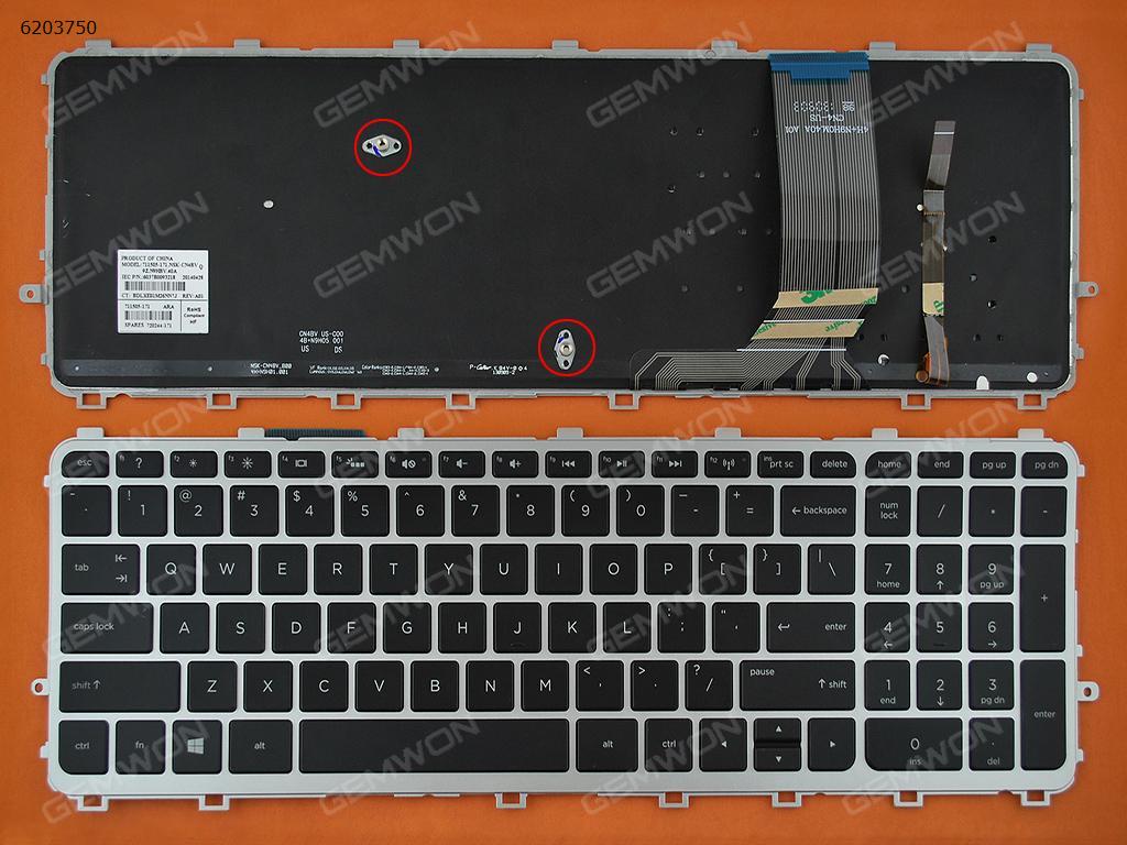Picture of New Replacement Laptop Keyboard For HP ENVY 15-j Series SILVER FRAME BLACK( Backlit, For Win8) US Layout