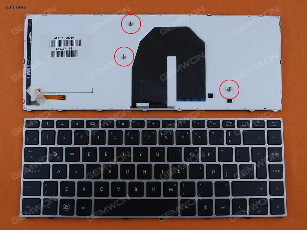 Picture of New Replacement Laptop Keyboard For HP Probook 5330 5330M SILVER FRAME BLACK Backlit LA Layout