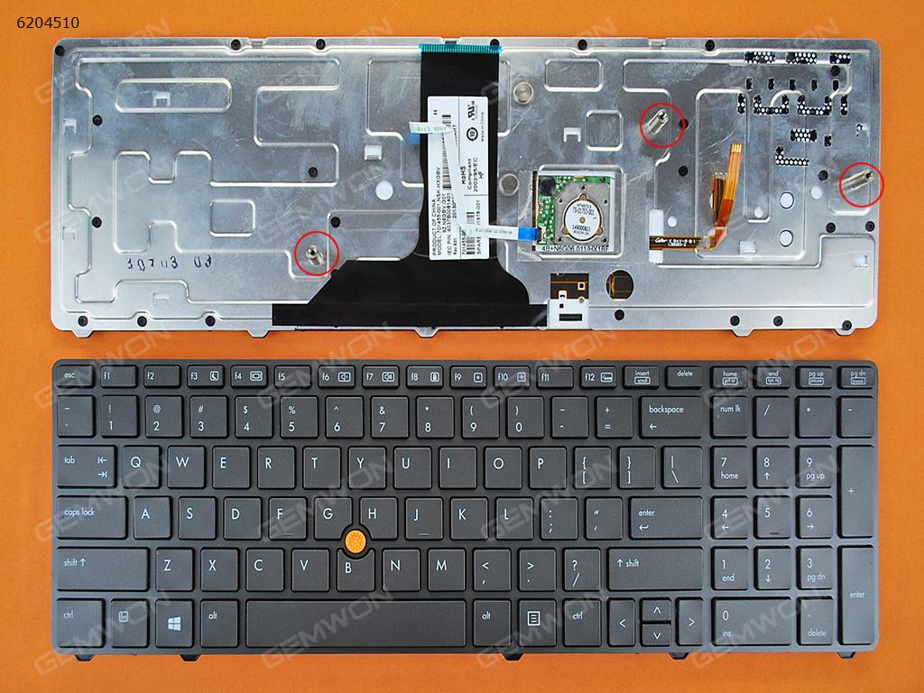 Picture of New Replacement Laptop Keyboard For HP 8760W GRAY FRAME GRAY Backlit(With Point stick,Win8) US Layout