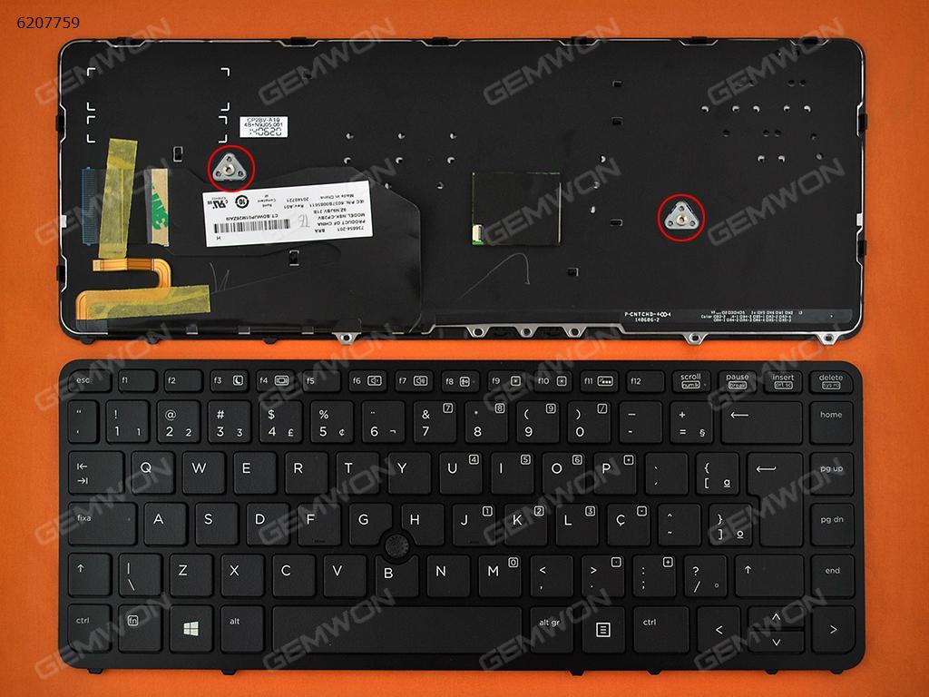 Picture of New Replacement Laptop Keyboard For HP EliteBook 840 G1 850 G1 BLACK FRAME BLACK (Backlit,with point,Win8) BR Layout