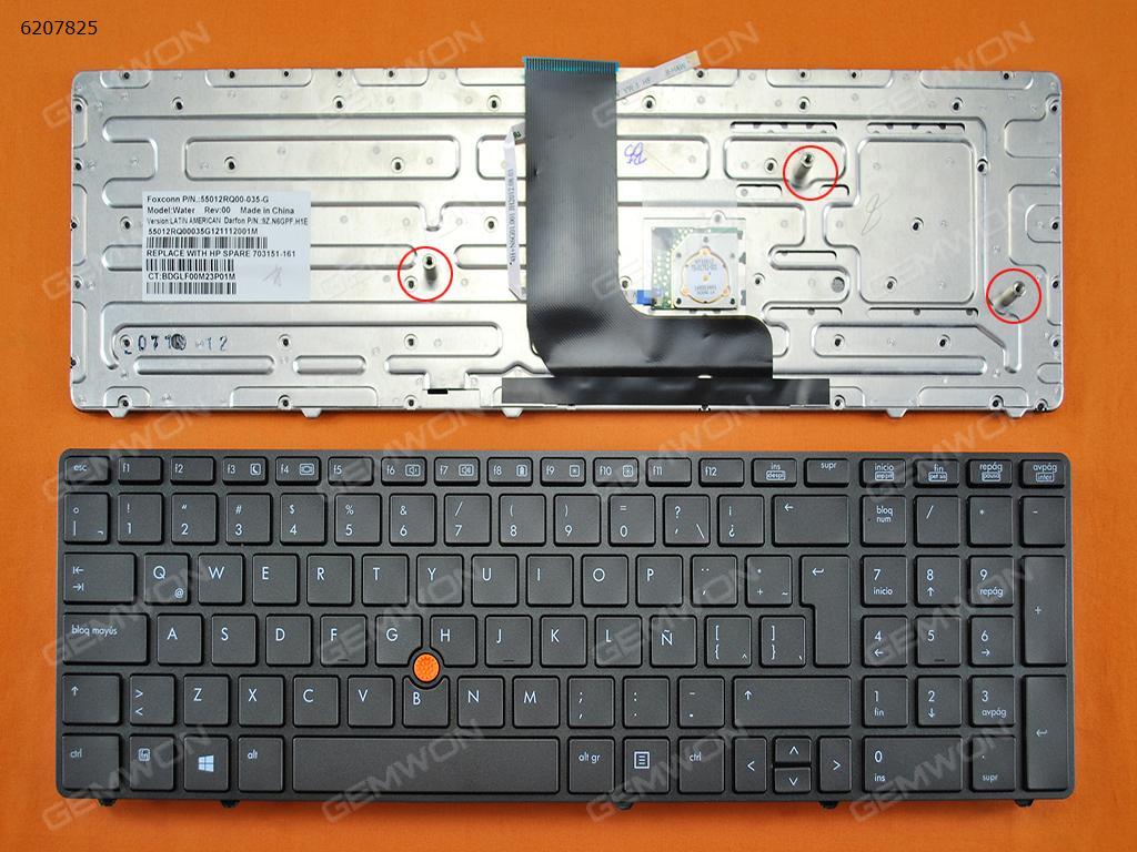 Picture of New Replacement Laptop Keyboard For HP 8560W 8570W GRAY FRAME GRAY(With Point stick,For Win8) LA Layout