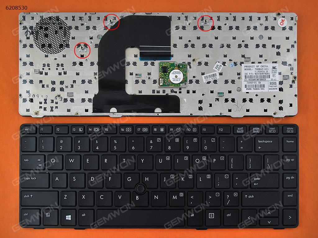 Picture of New Replacement Laptop Keyboard For HP EliteBook 8460P BLACK FRAME BLACK(With Piont Stick,OEM,For Win8) US Layout