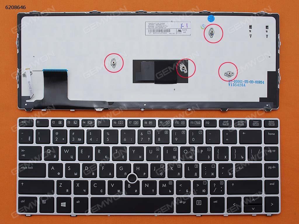 Picture of New Replacement Laptop Keyboard For HP EliteBook Folio 9470m SILVER FRAME BLACK (Backlit,Win8) RU Layout