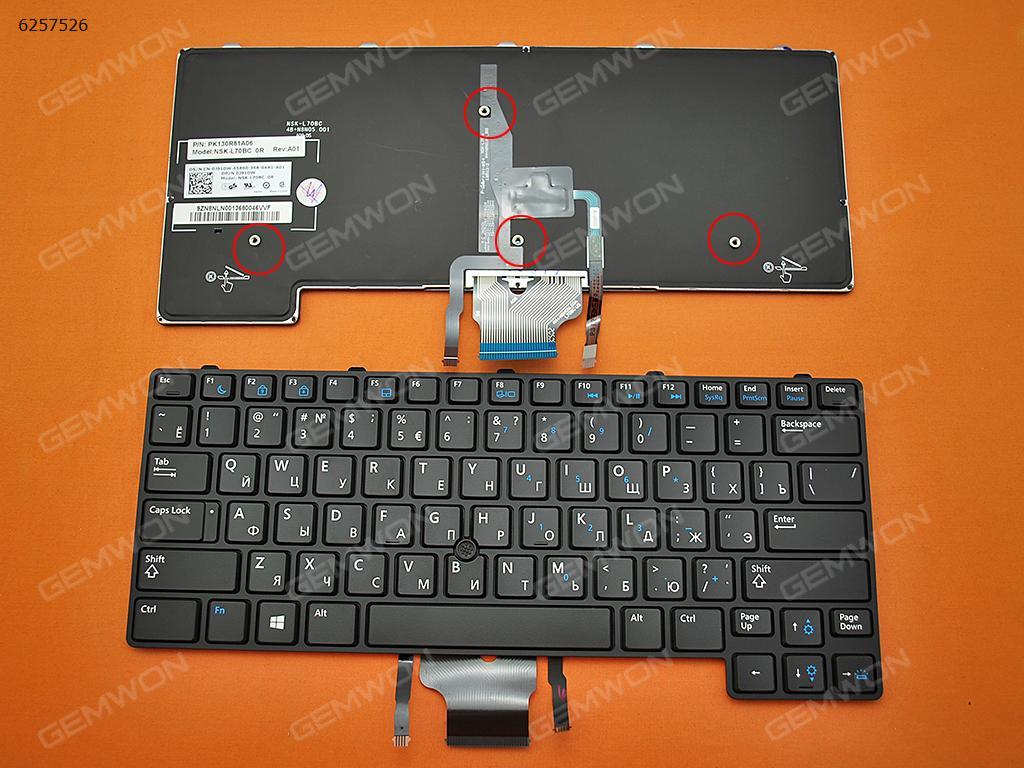 Picture of New Replacement Laptop Keyboard For DELL E6430U BLACK FRAME BLACK(Backlit,with point stirt,For Win8) RU Layout