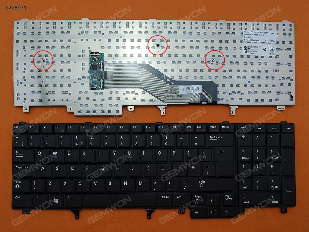 Picture of New Replacement Laptop Keyboard For DELL Latitude E6520 BLACK(Without Point stick,Win8) Uk Layout
